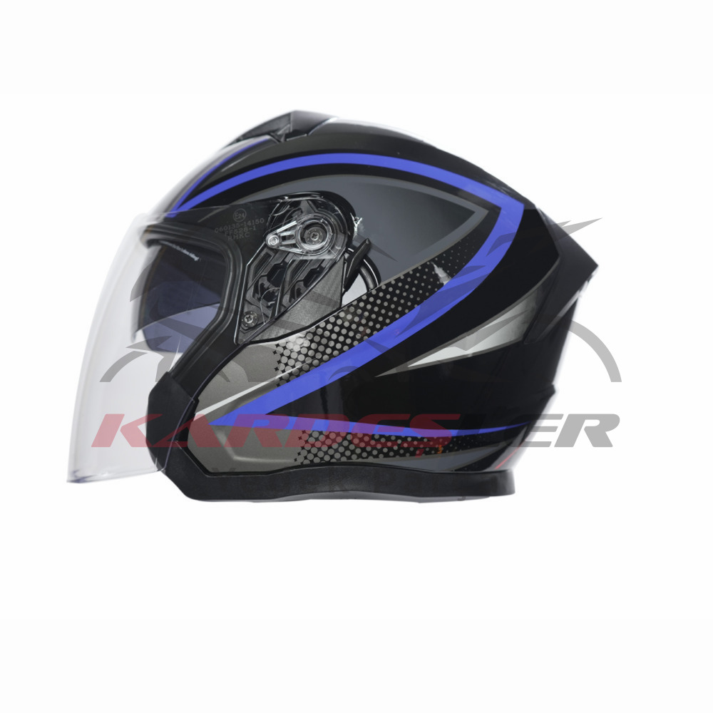 KC-ÇENESİZ VİZÖRLÜ YAZLIK KASK [KC528-1] SİYAH - MAVİ [S] E BELGELİ